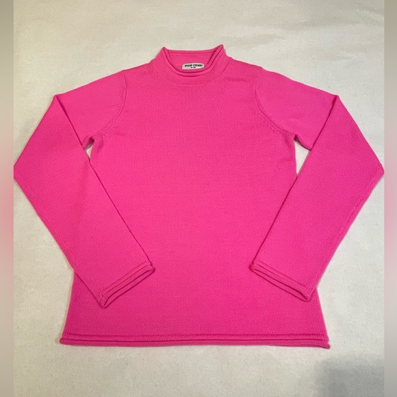 Pink Fluo knit merino wool sweater turtleneck size medium - Picture 5 of 11